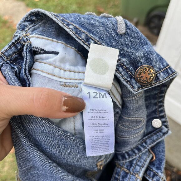 OshKosh B'Gosh Denim Overalls Baby Boy Reverse Logo Bib Vestbak- Size 12M - Picture 6 of 8